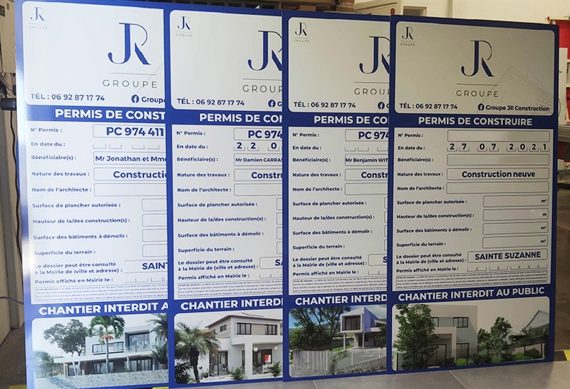 Panneau de chantier permis de construire société JR Groupe